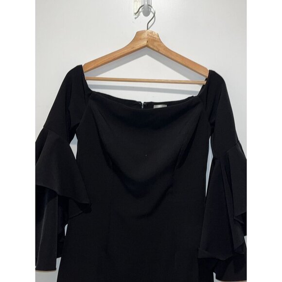 Milly Black Off-Shoulder Bell Sleeves Elegant Design Women's Dress Size 6 - Picture 4 of 9